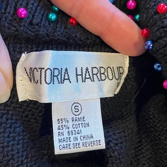 Vintage Victoria Harbour Oversized Beaded Sweater S - Picture 4 of 5